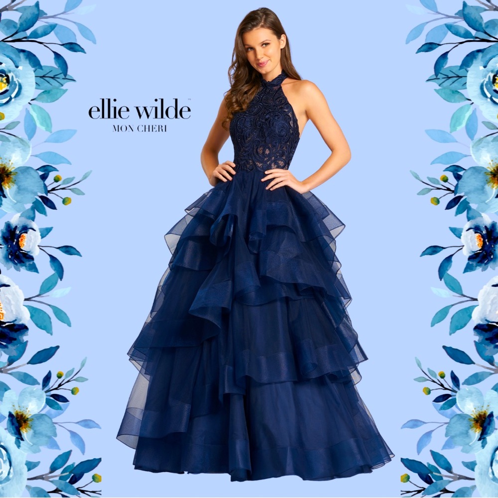 Ellie Wilde Navy Blue Full Length Gown